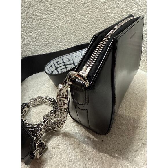 Givenchy Mini Antigona Crossbody Bag Black Leather Silver Hardware Strap - Picture 6 of 8